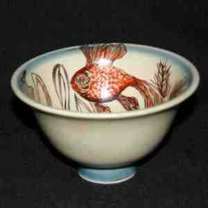 royal copenhagen bowl with goldfish motif